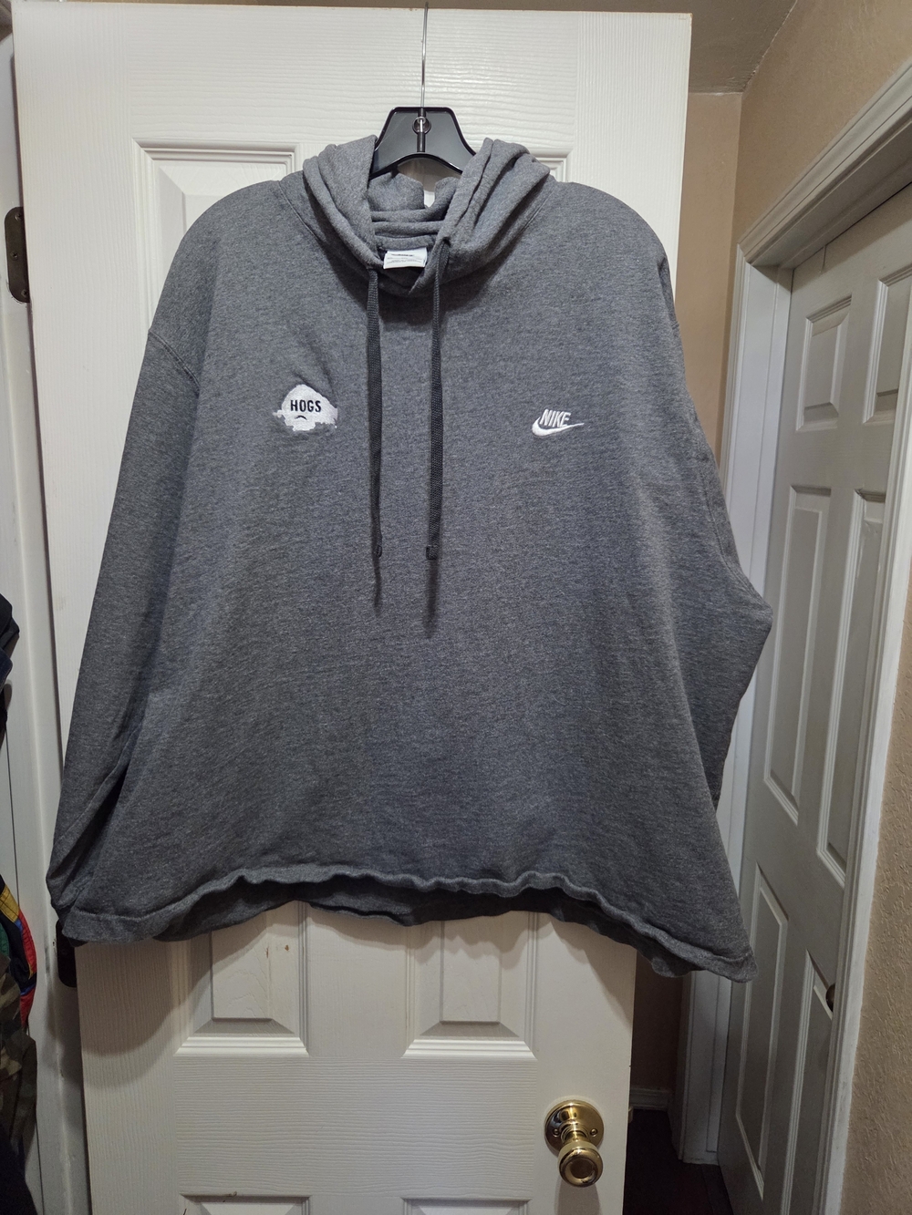Nike Arkansas Razorback Dark Gray Pullover Hoodie with Small White Logos